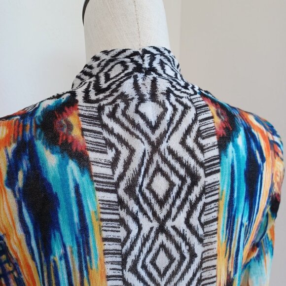 Chicos Cardigan Multi Color Aztec Open Front Animal Print Womens Medium - Picture 10 of 15